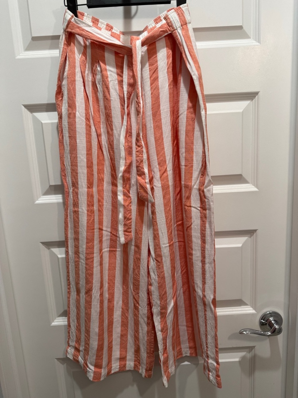 Volcom Striped Wide-Leg Pants - Coral & White